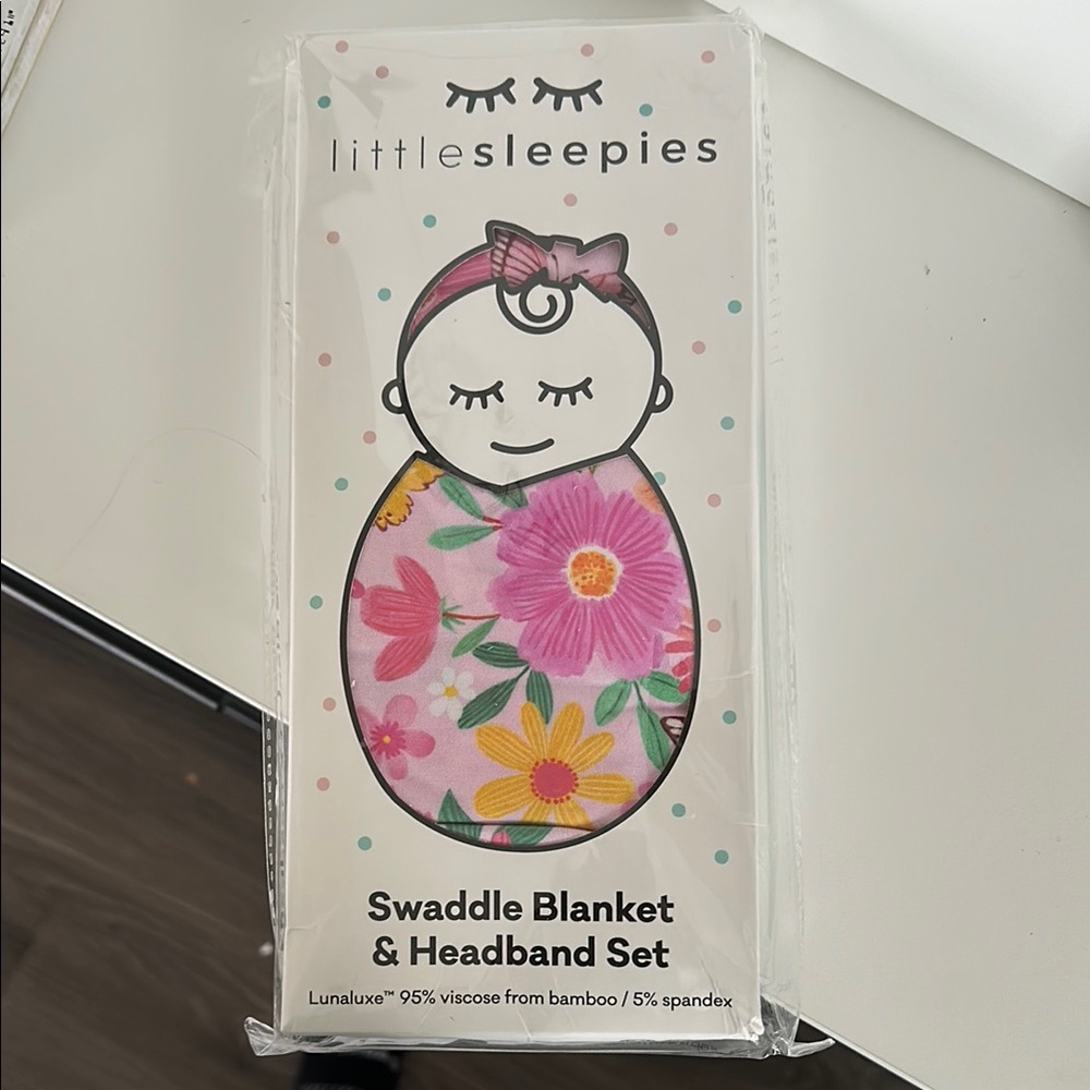 Little Sleepies Pink and Green Floral Hair Accessories